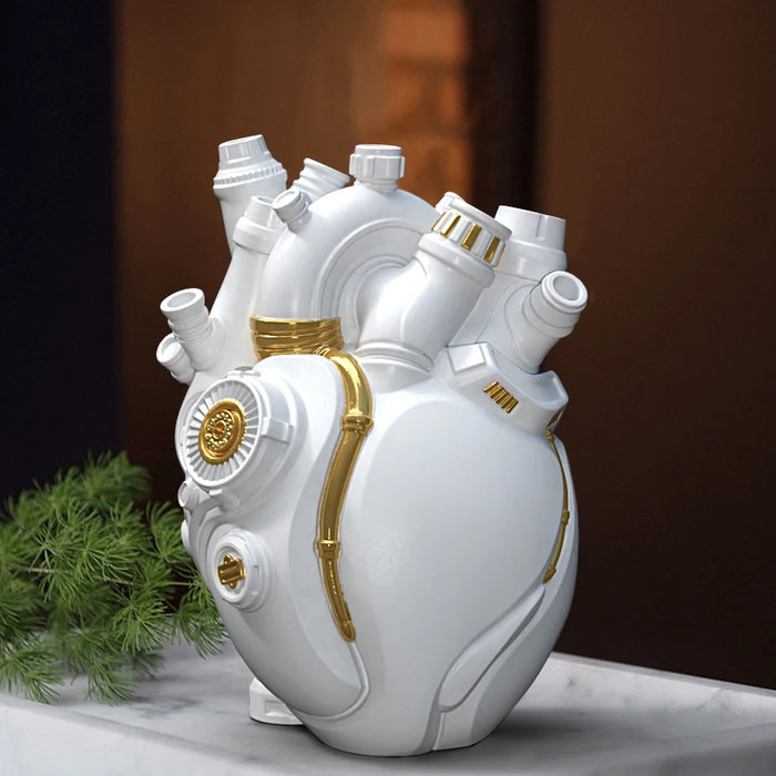 Home Decor Mechanical Heart Cardiac  Vase Home Desktop Decoration Crafts Resin Home Flower Arrangement Decoration Ornaments