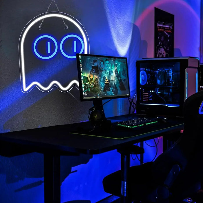 Ghost Gaming Neon Signs LED Gamer Neon Light Sign for Game Room Man Cave Bedroom Kids Room Arcade Gamer Teens