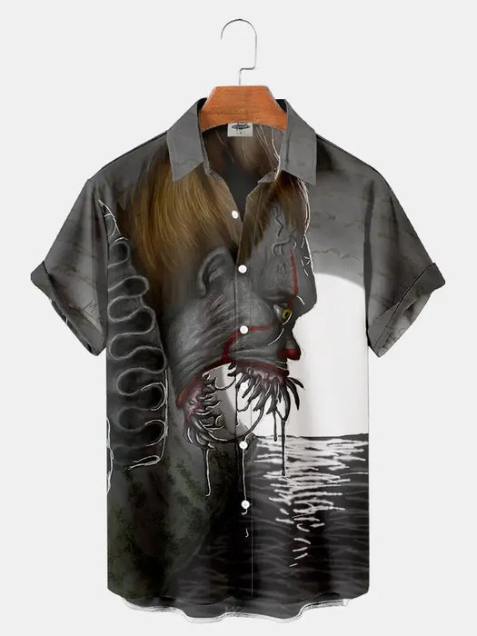 Horror Movie Monster Characters Men's Hawaiian Shirts 2023 Designer Casual Streetwear 3d Men Clothing Party Performance Tops 5XL