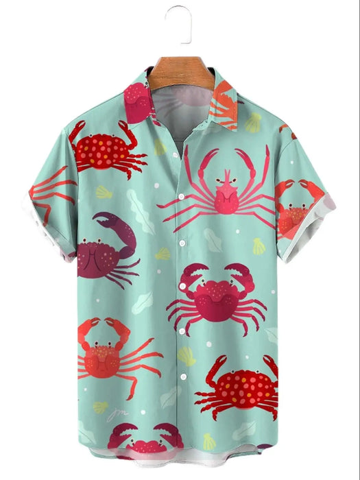 2023 Summer Funny Hawaiian Shirts Men Clothes Street Retro Man Casual Short Sleeve Top Sea Marine Animals 3d Lapel Men's Shirt