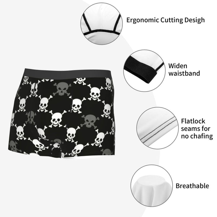 Custom Sexy Gothic Skeleton Death Skull Boxers Shorts Panties Men's Underpants Breathbale Briefs Underwear