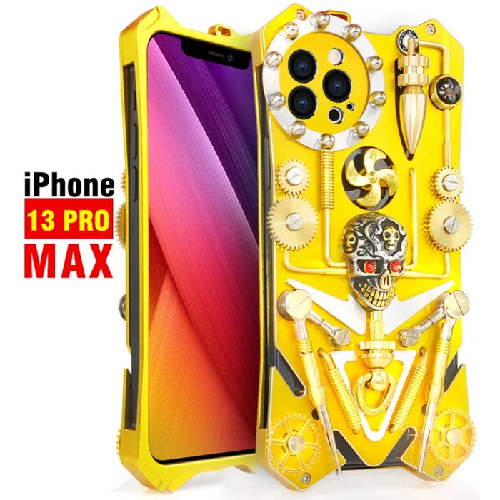 Mechanical Gear Skeleton Phone Case for IPhone 15 14 13 12 ProMax Phone Case Metal Aluminum Alloy Thickened Anti Drop Protective