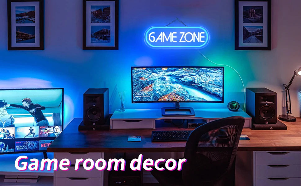 Game Room Neon Signs Wall Decor Neon Lights LED Neon Signs For Gaming Zone Night Light Boys Gift Bedroom Decoration 40x20cm