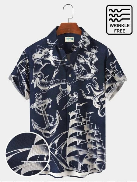 2023 Summer Funny Hawaiian Shirts Men Clothes Street Retro Man Casual Short Sleeve Top Sea Marine Animals 3d Lapel Men's Shirt