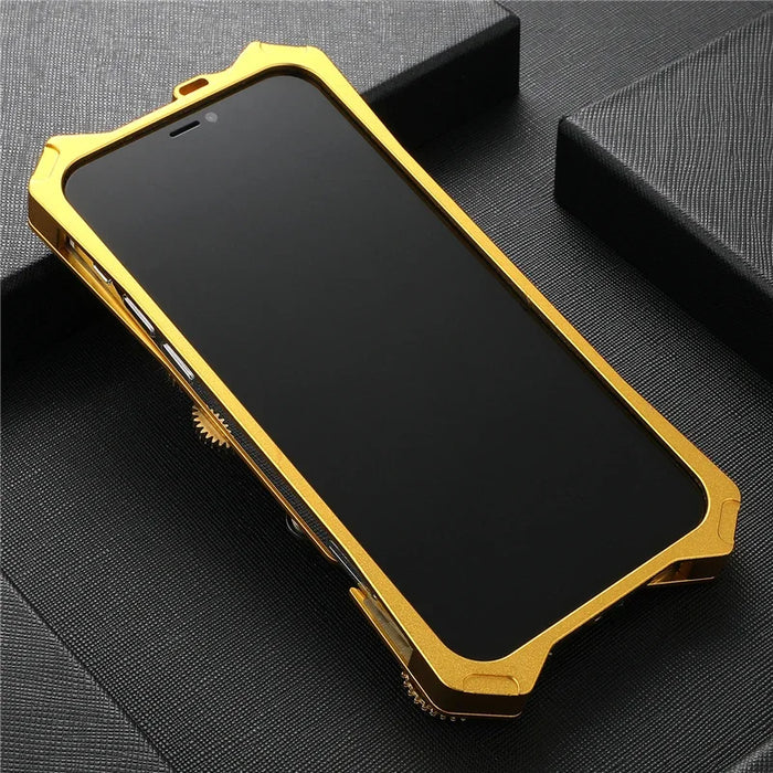 Mechanical Gear Skeleton Phone Case for IPhone 15 14 13 12 ProMax Phone Case Metal Aluminum Alloy Thickened Anti Drop Protective