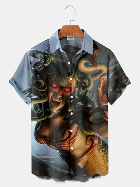 Horror Movie Monster Characters Men's Hawaiian Shirts 2023 Designer Casual Streetwear 3d Men Clothing Party Performance Tops 5XL