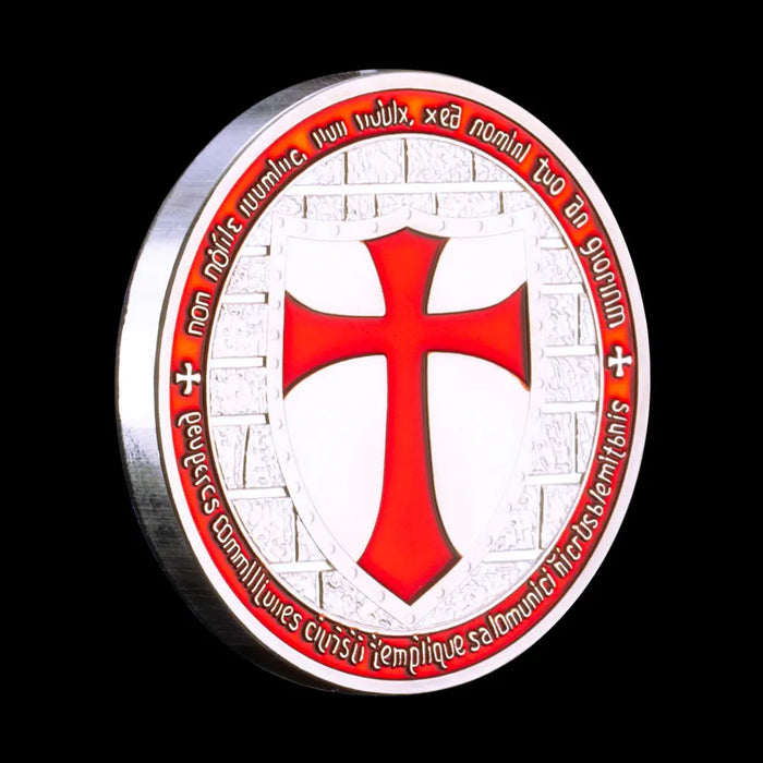 Red Knight Templar Badge Silver Plated Coin Souvenir Collectible Gift Knight Commemorative Coins