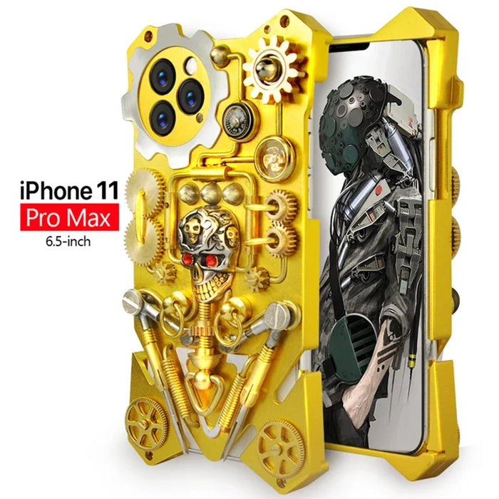 Mechanical Gear Skeleton Phone Case for IPhone 15 14 13 12 ProMax Phone Case Metal Aluminum Alloy Thickened Anti Drop Protective