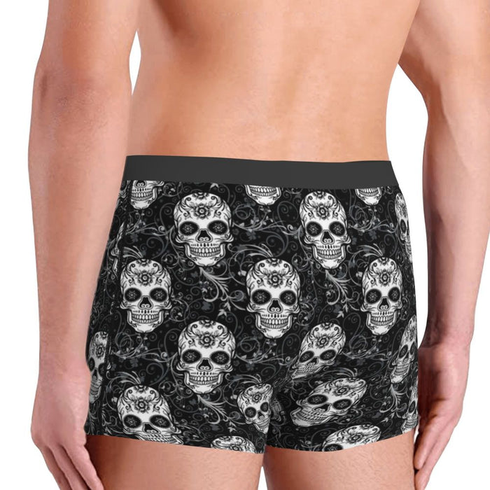 Custom Sexy Gothic Skeleton Death Skull Boxers Shorts Panties Men's Underpants Breathbale Briefs Underwear