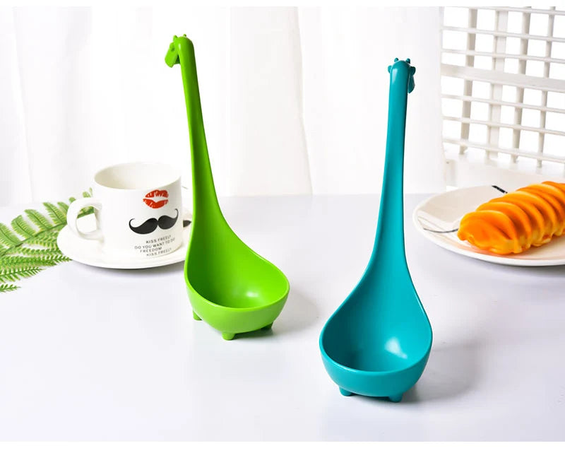 FHEAL Cute Giraffe Soup Spoon With Long Handle Food-grade PP Tableware Spoon Cooking Utensils Kitchen Gadgets