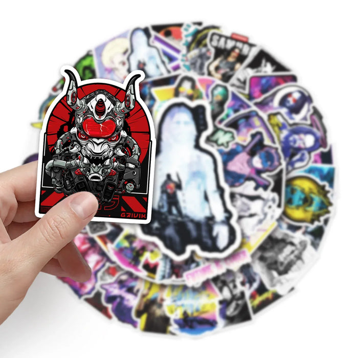 50 Sheets Punk 2077 Cartoon Graffiti Stickers For Notebook Computer Mobile Phone Car Skateboard Decorative Stickers