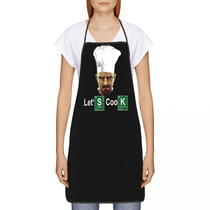 Funny Walter White Let S Cook Breaking Bad Bib Aprons Men Women Unisex Kitchen Chef Tablier Cuisine for Cooking Baking Gardening