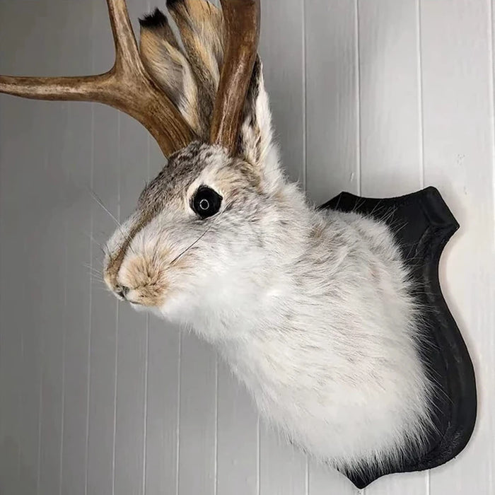 Easter Gift Bunny Head Antlers Wall Hanging Decoration Animals Deer Taxidermy Mount for Home Simulation Resin Art Ornaments