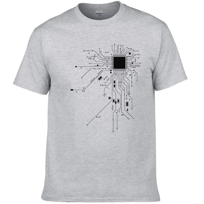 CPU Processor Circuit Diagram T Shirt 2023 Men Summer Cotton T-shirt Men's Funny Tops Fashion Brand Tees