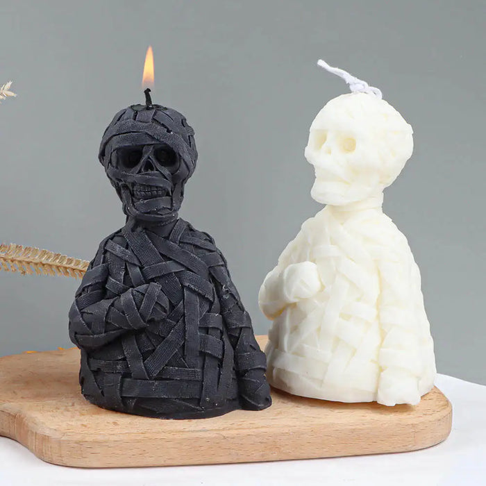 Diy Horror Skeleton Candle Molds 3D Gauze Skull Silicone Moulds For Candle Making Halloween Gifts & Home Decor