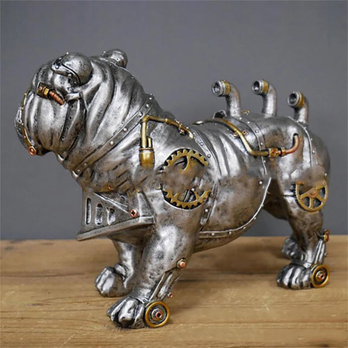 Mechanical Punk Dog Figure Resin Crafts Steampunk Bulldog Dog Resin Statue Sculpture Decoration Home Desktop Ornaments