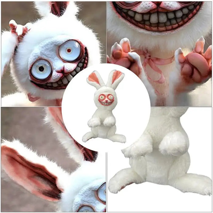 15cm Scary Bunny Doll Cartoon Animal Easter Bunny Decoration Stuffed Plush Pillow Crazy Bunny Photography Props Halloween Gift