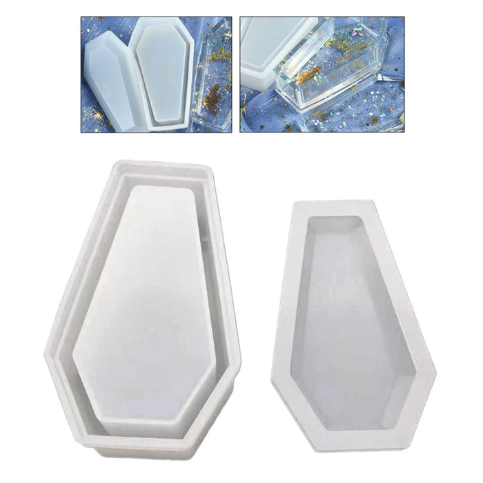 Resin Crystal Epoxy Mold Coffin Trinket Box Silicone Mould Halloween Gothic Container DIY Crafts Making Tools