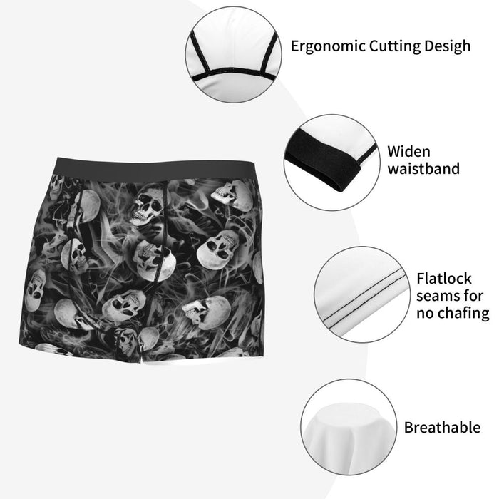 Custom Sexy Gothic Skeleton Death Skull Boxers Shorts Panties Men's Underpants Breathbale Briefs Underwear