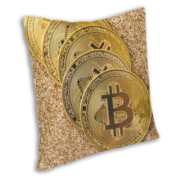 Digital Currency Bitcoin Cushion Cover Home Decorative Print Blockchain BTC Cryptography Throw Pillow Case for Living Room