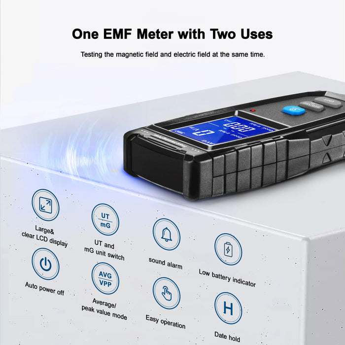 Rechargeable Digital Electromagnetic Field Radiation Detector Handheld Digital LCD EMF Detector