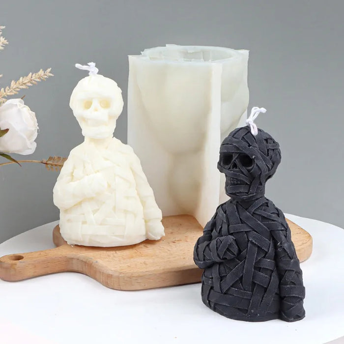 Diy Horror Skeleton Candle Molds 3D Gauze Skull Silicone Moulds For Candle Making Halloween Gifts & Home Decor