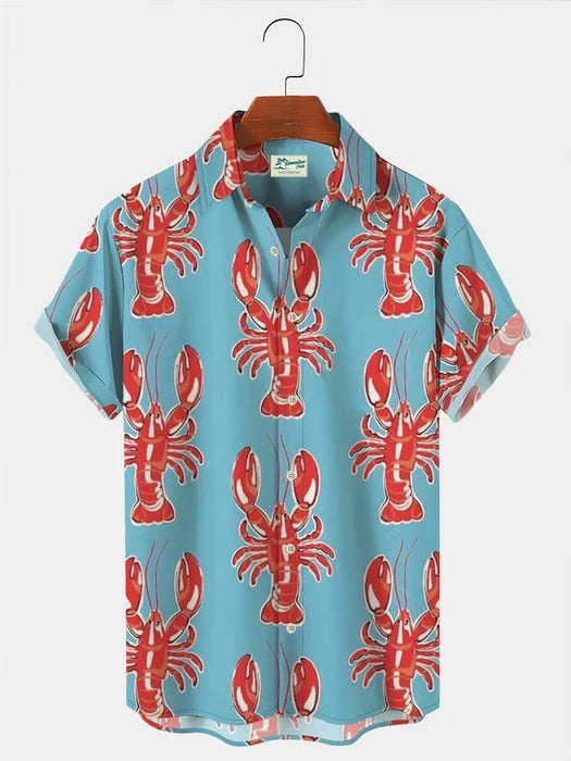 2023 Summer Funny Hawaiian Shirts Men Clothes Street Retro Man Casual Short Sleeve Top Sea Marine Animals 3d Lapel Men's Shirt