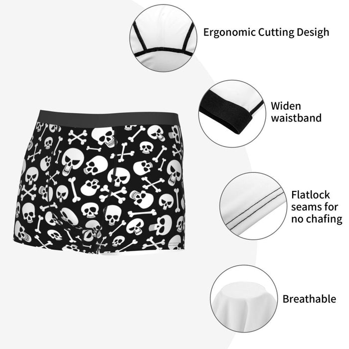 Custom Sexy Gothic Skeleton Death Skull Boxers Shorts Panties Men's Underpants Breathbale Briefs Underwear