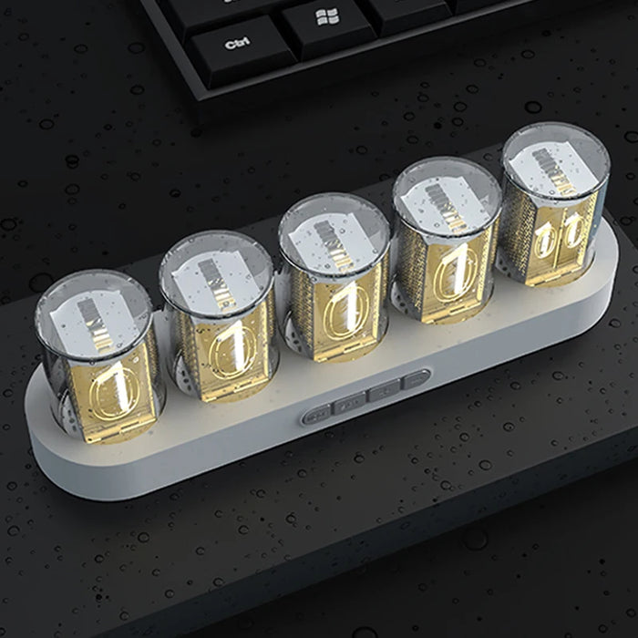 Digital Nixie Tube Clock with RGB LED Glows for Gaming Desktop Decoration. Luxury Box Packing for Gift Idea.