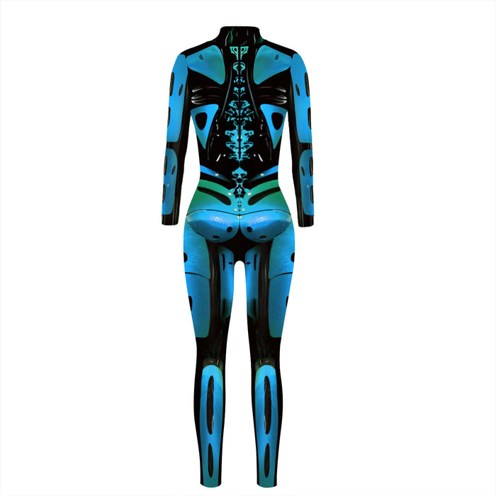 Robot Punk Jumpsuit Catsuit Sexy Women Cosplay Costumes Steampunk Zentai Halloween Bodysuit Party Suit