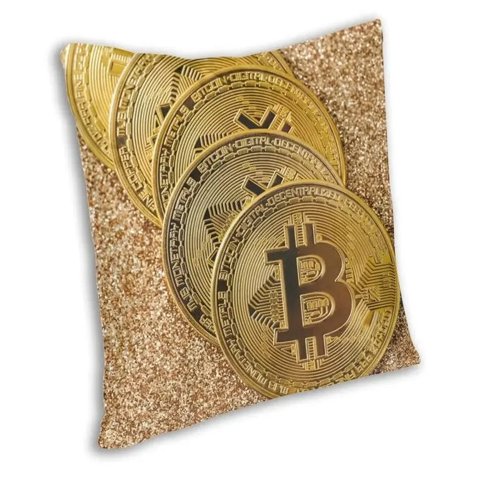 Digital Currency Bitcoin Cushion Cover Home Decorative Print Blockchain BTC Cryptography Throw Pillow Case for Living Room