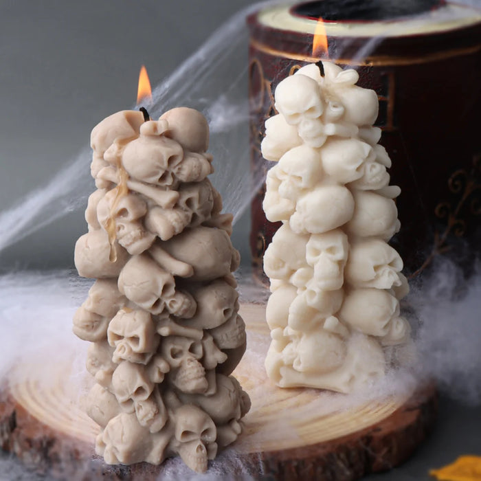 Creative Skull Tower Candle Silicone Mold Relief Skeleton Column Soap Resin Crystal Mould Halloween Party Decor Chocolate Gifts