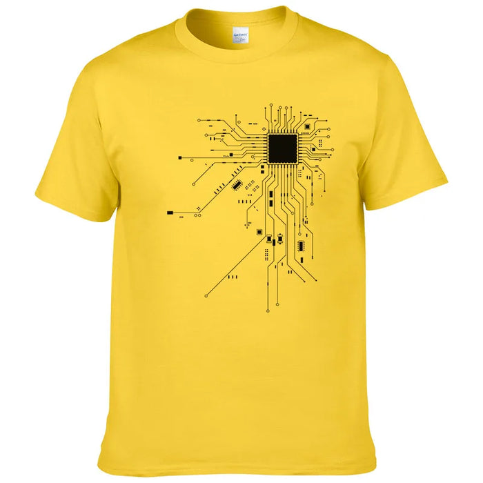 CPU Processor Circuit Diagram T Shirt 2023 Men Summer Cotton T-shirt Men's Funny Tops Fashion Brand Tees