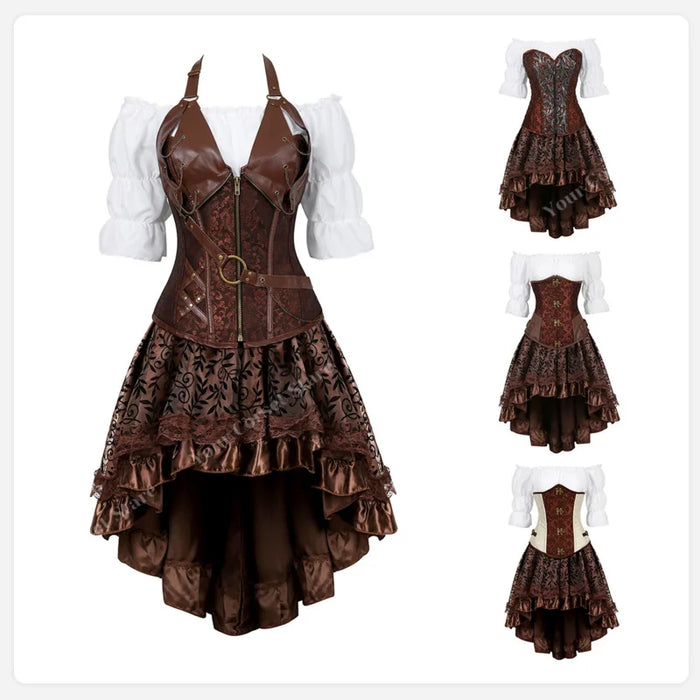 Steampunk corset dress plus size Renaissance blouse medieval steampunk costume women gothic corset underbust pirate costume