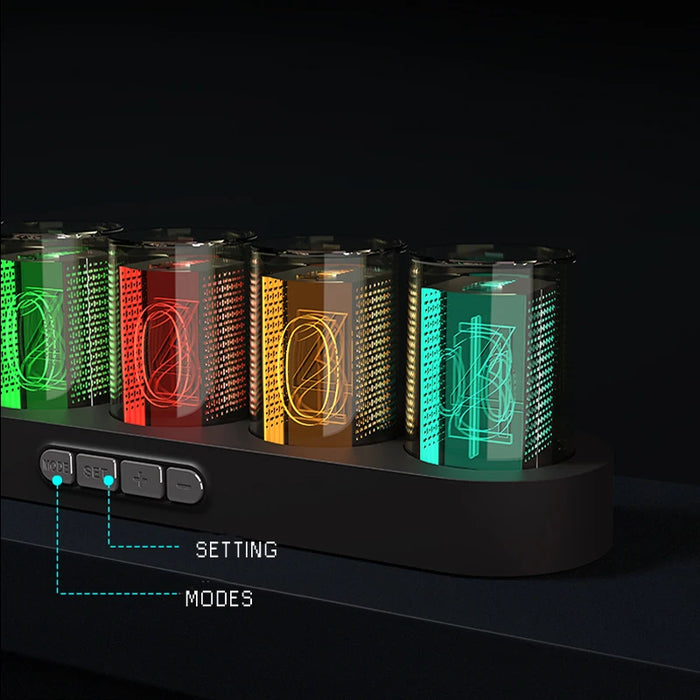 Digital Nixie Tube Clock with RGB LED Glows for Gaming Desktop Decoration. Luxury Box Packing for Gift Idea.