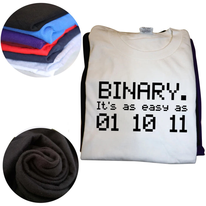 Binary Easy As 01 10 11 T Shirt Maths Teacher Code Coder Birthday Funny Streetwear Short Sleeve Harajuku T-shirt