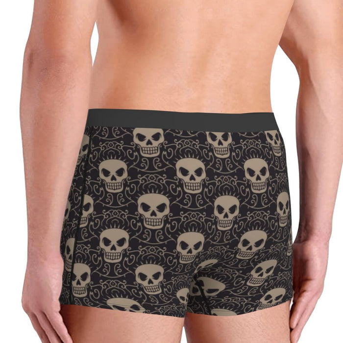 Custom Sexy Gothic Skeleton Death Skull Boxers Shorts Panties Men's Underpants Breathbale Briefs Underwear