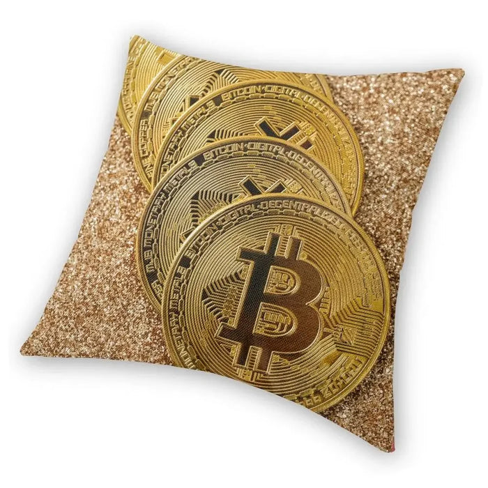 Digital Currency Bitcoin Cushion Cover Home Decorative Print Blockchain BTC Cryptography Throw Pillow Case for Living Room