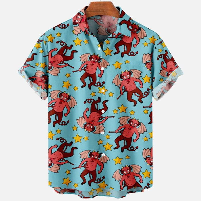 Devil Horror Print Hawaiian Shirts