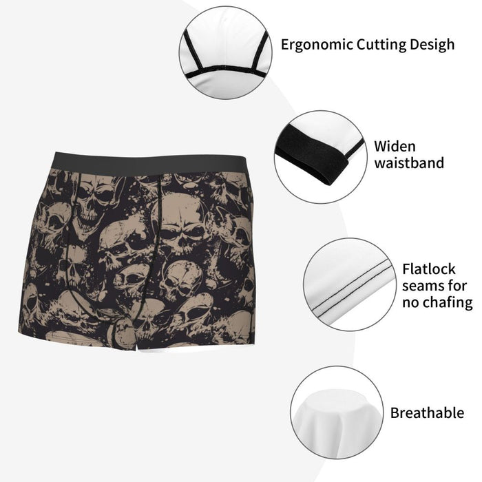 Custom Sexy Gothic Skeleton Death Skull Boxers Shorts Panties Men's Underpants Breathbale Briefs Underwear