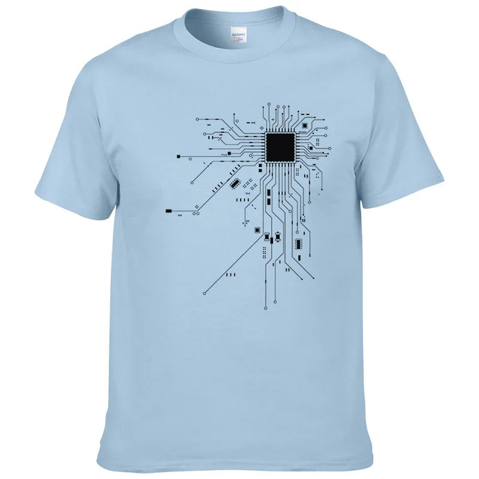 CPU Processor Circuit Diagram T Shirt 2023 Men Summer Cotton T-shirt Men's Funny Tops Fashion Brand Tees