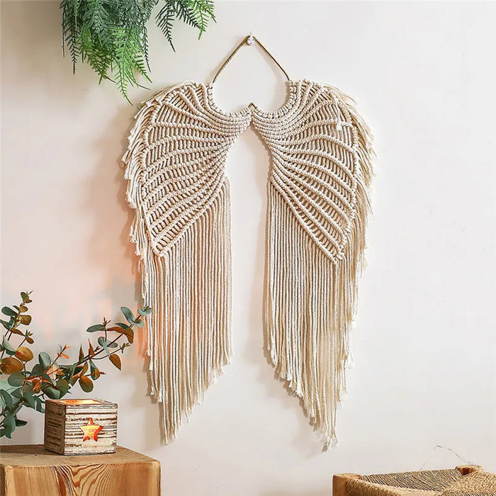 Bohemian Angel Woven Macrame Tapestry Cotton Hand-woven Wall Hanging Home Decor Office Decor Children's Kids Room Decor