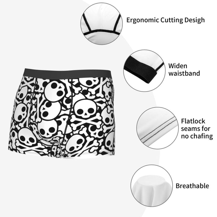 Custom Sexy Gothic Skeleton Death Skull Boxers Shorts Panties Men's Underpants Breathbale Briefs Underwear