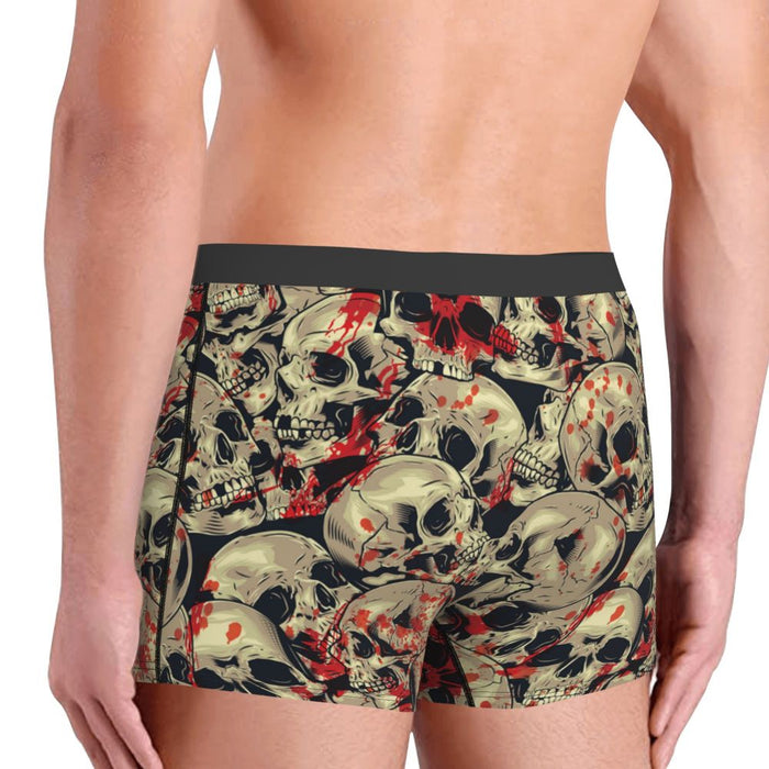 Custom Sexy Gothic Skeleton Death Skull Boxers Shorts Panties Men's Underpants Breathbale Briefs Underwear