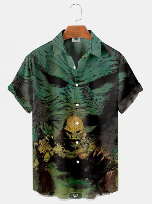 Horror Movie Monster Characters Men's Hawaiian Shirts 2023 Designer Casual Streetwear 3d Men Clothing Party Performance Tops 5XL