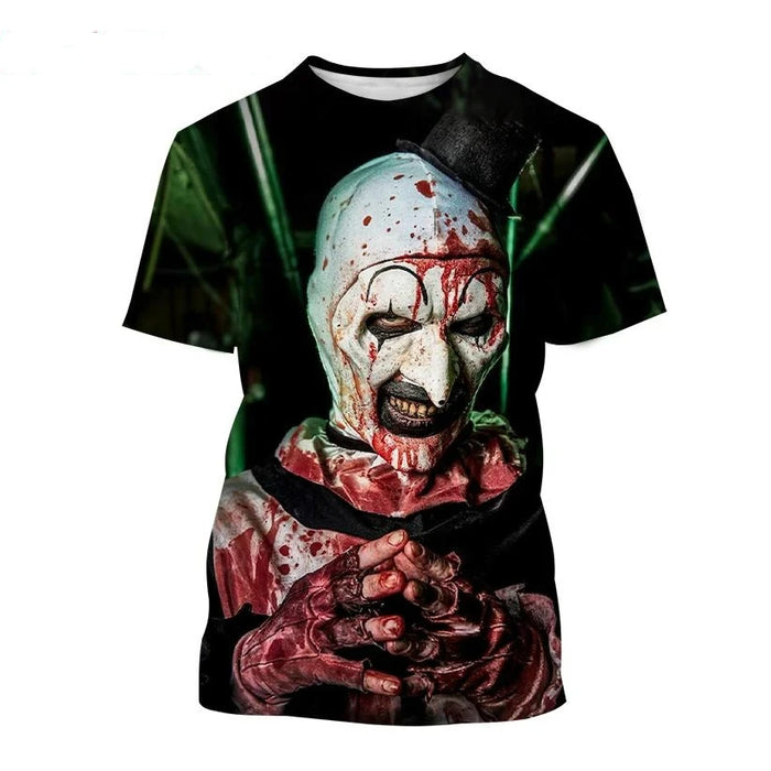 Hot New Terrifier Printed 3D T-shirt Fashion Horror Movie Round Neck Y2k Top Summer New Men Women Scary Pattern Short Sleeve Tee