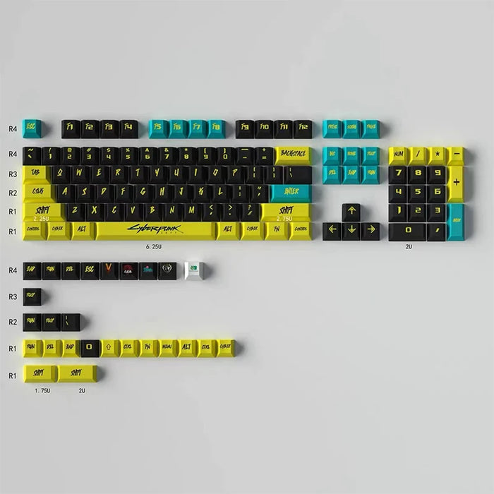 130 Keys Cyberpunk Theme PBT Keycaps Personalise Cherry Profile Keycaps For Mechanical Keyboard Sublimation KEYBOARD KEYCAP