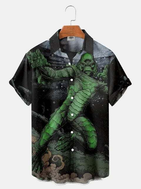 Horror Movie Monster Characters Men's Hawaiian Shirts 2023 Designer Casual Streetwear 3d Men Clothing Party Performance Tops 5XL