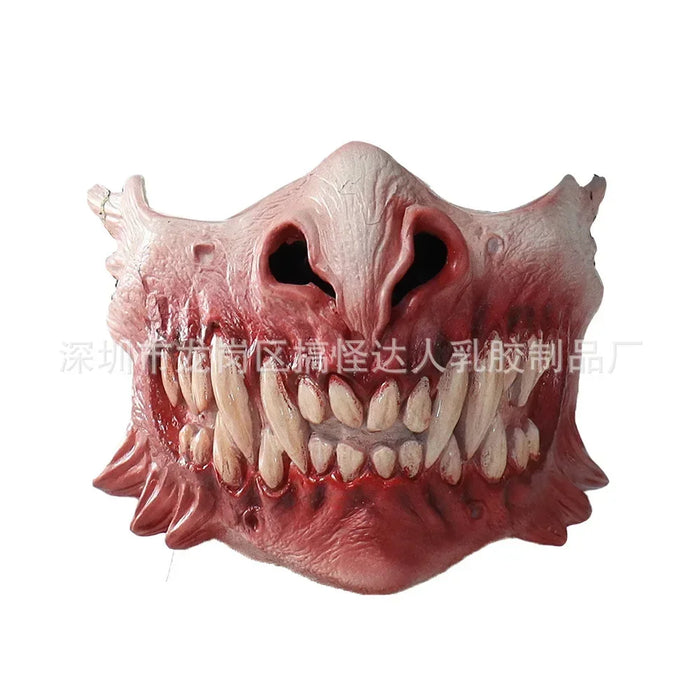 1Pc New Halloween Horror Gory Zombie Pointed Teeth Half Face Mask Mutant Zombie Latex Masks Scary Mask  Halloween Mask