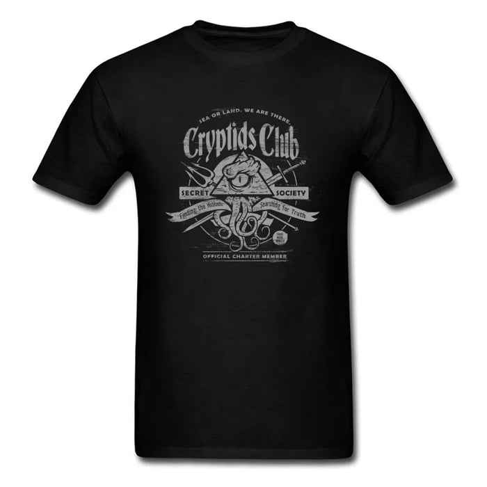 Cryptids Club T-shirt Men Cthulhu T Shirt All Seeing Eye Tshirt Horus Tops Octopus Tee Shirts Cotton Clothes Retro Black